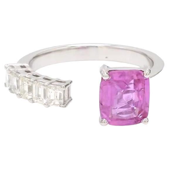 Natural 1.87 cts pink sapphire & 0.55 cts diamond ring in 18k gold For Sale - Image 15 of 18