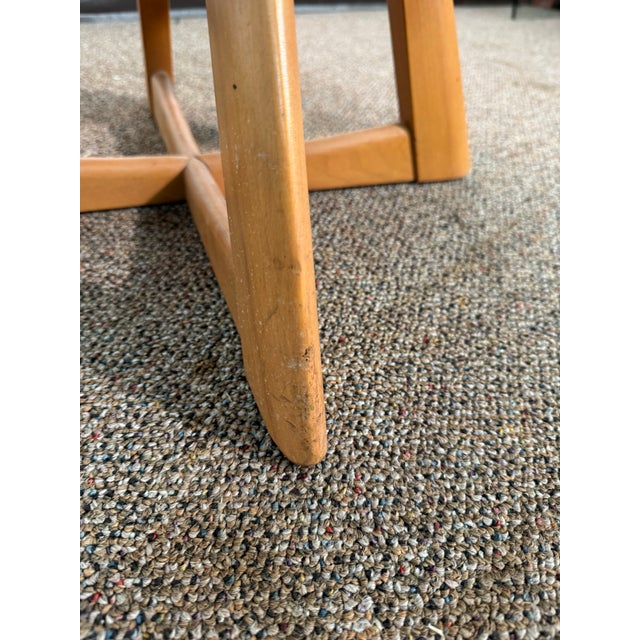 Very nice Heywood Wakefield swivel stool. Sturdy and functions as it should. Stool has minor finish scuffs on the legs...