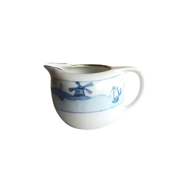 Vintage Rosenthal Selb Bavaria Donatello Blue Windmill Gold Rim Sugar & Creamer Set- 2 Pieces For Sale - Image 11 of 13