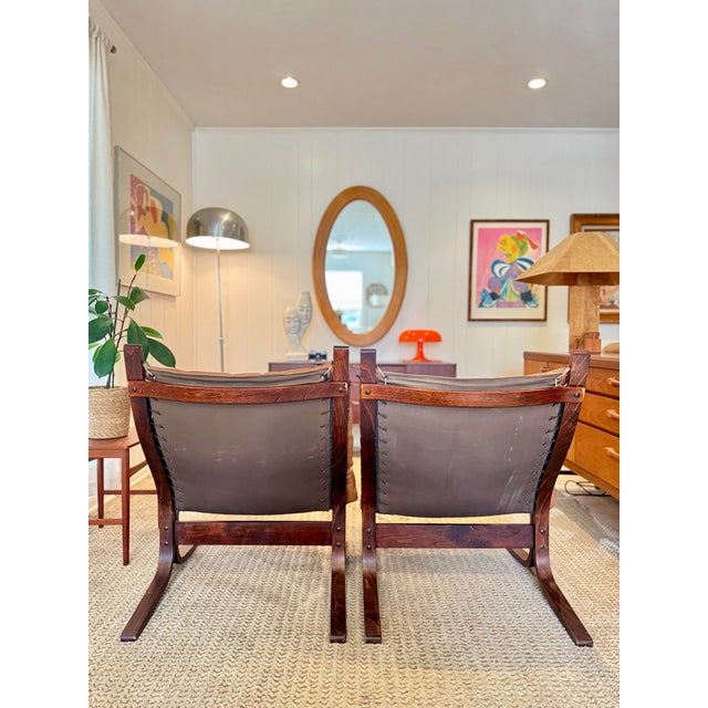 Classic Set of “Siesta” Chairs in a Cognac Leather Attributed to Ingmar Relling for Westnofa, Circa 1960s. For Sale - Image 9 of 12