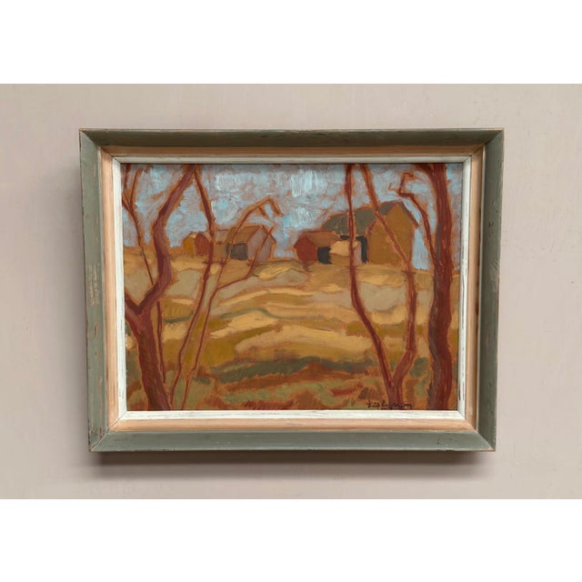 Original Oil on Panel – “ Autumn Landscape” – Expressionism / Modernism – Signed – Vintage & Framed – 46 × 36 cm (18.1" ×...