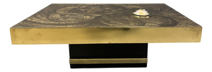 Etched Brass and Agate Coffee Table from Felix De Boussy, Belgium, 1980s