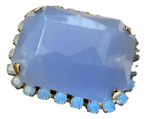 21st Century Retro Opalescent Blue Resin and Gilded Metal Coppola & Toppo Brooch