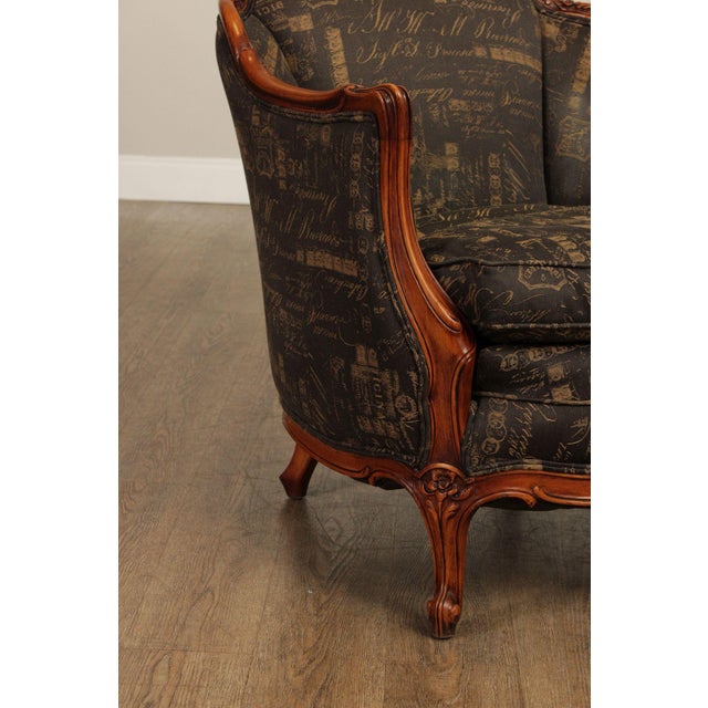 Wood 1930's French Louis XV Style Carved Barrel Bergere Armchair For Sale - Image 7 of 12