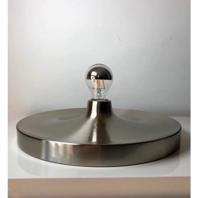 Modernist Space Age UFO Disc Wall Light in Steel and Chrome, 1970s For Sale - Image 4 of 8