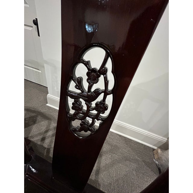 Chinese Vintage Chinese Carved Rosewood Dining Table & 10 Chairs, Expandable For Sale - Image 3 of 10