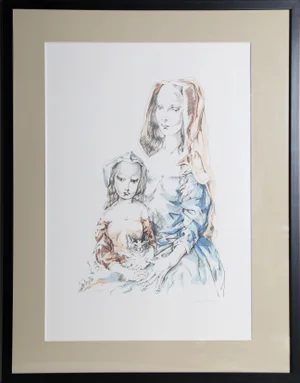 Mother and Child, Léonard Tsuguharu Foujita Lithograph