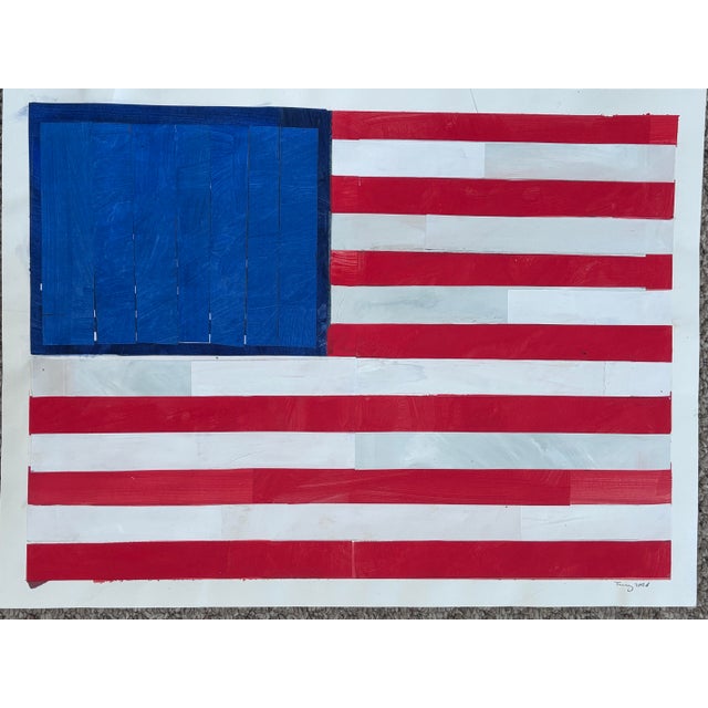 American Flag! Brighten up your room with a new piece in the lake series, a contemporary painting and collage on heavy...