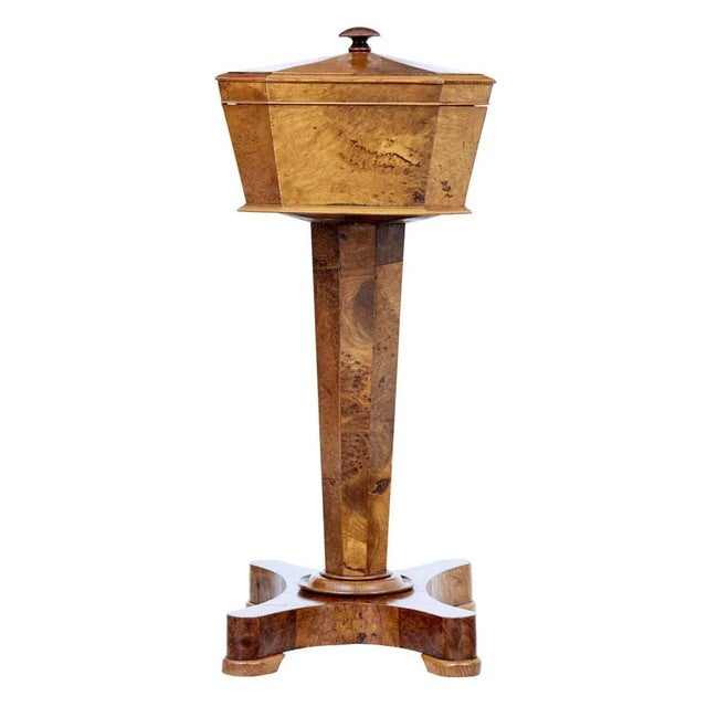 19th Century Burr Elm Teapoy For Sale - Image 6 of 9