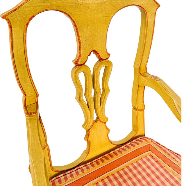 Early 20th Century Venetian Rococo / Louis Revival Style Yellow Wood Upholstered Accent Side Chairs - A Pair For Sale - Image 11 of 17