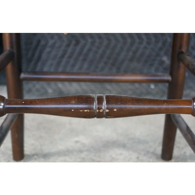 4 Mid 20th Century French Country Shaker Style Oak Ladderback Dining Chairs Rush Seat Farmhouse For Sale - Image 13 of 18