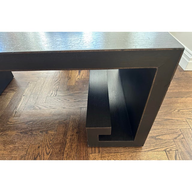 Vintage Brunschwig & Fils Key Coffee/ Cocktail Table -- graceful lines; textured leathered look and feel. 'Espresso' best...