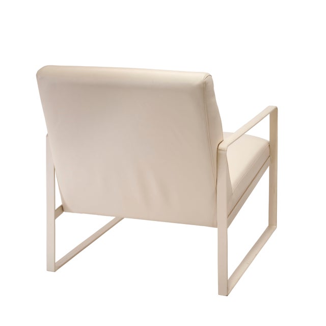 Metal Hemingway Accent Chair, Cream Leather For Sale - Image 7 of 9