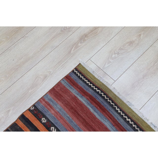 1970s Turkish Nomadic Chinese Striped Kilim For Sale - Image 9 of 13