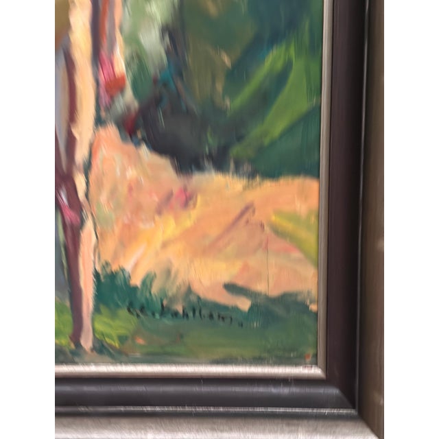 Original Mid Century Swedish Oil on Panel – “Standing Woman” by Clara-Eva Dahlbom – Signed & Framed – 43 × 36 cm (16.9" ×...