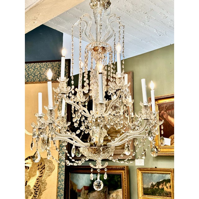Glass Large 12-Light Bohemian Cut Crystal Chandelier For Sale - Image 7 of 7
