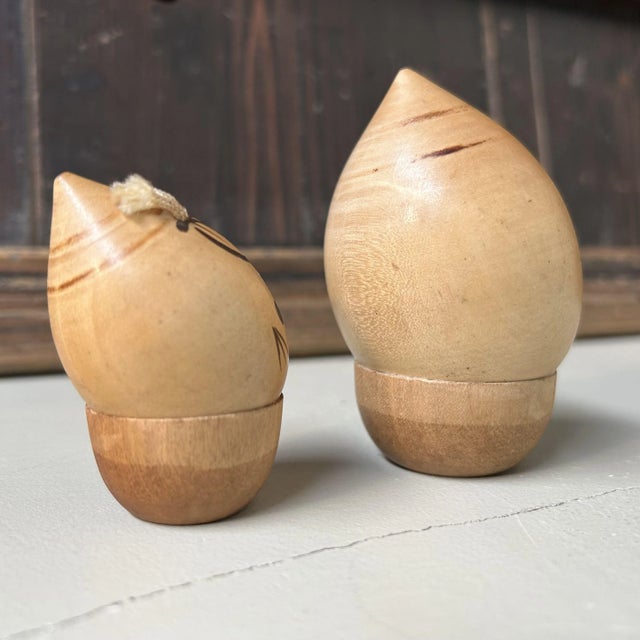 Wood Acorn Kokeshi, Japan, 1970s, Set of 2 For Sale - Image 7 of 9