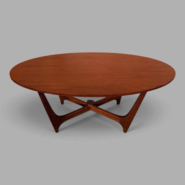 Wood Mid-Century Astro-Inspired Oval Teak Coffee Table For Sale - Image 7 of 7