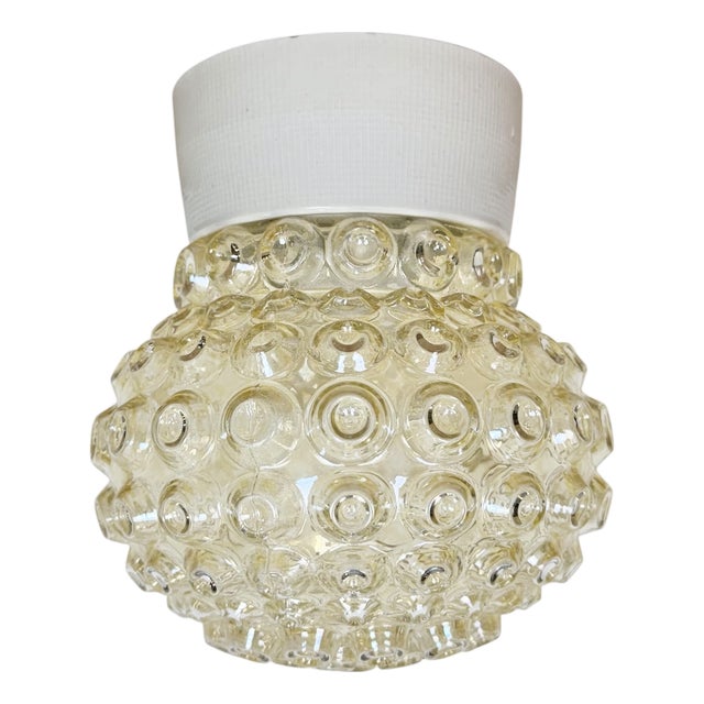 Vintage White Porcelain Ceiling Light, 1970s For Sale