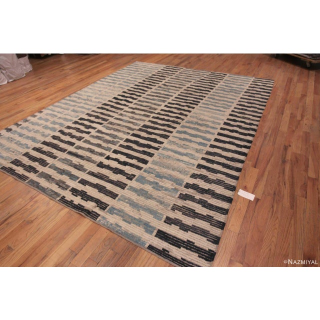 Classy And Contemporary Primitive Tribal Geometric Design Modern Area Rug, Country of origin: Central Asia, Circa date:...