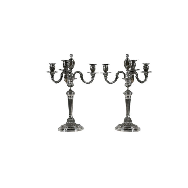 Silver Bronze Candleholders, Late 19th Century, Set of 2 For Sale