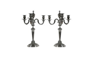 Silver Bronze Candleholders, Late 19th Century, Set of 2