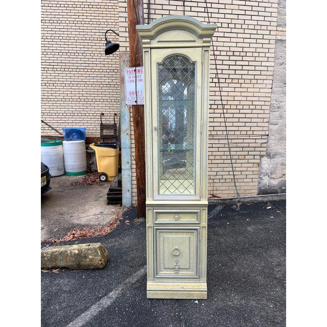 White Vintage Painted China Cabinet Wall Unit For Sale - Image 8 of 8