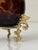 Metal Vintage Decorative Amber Tortoiseshell Glass Egg on Gilt Metal Stand For Sale - Image 7 of 10