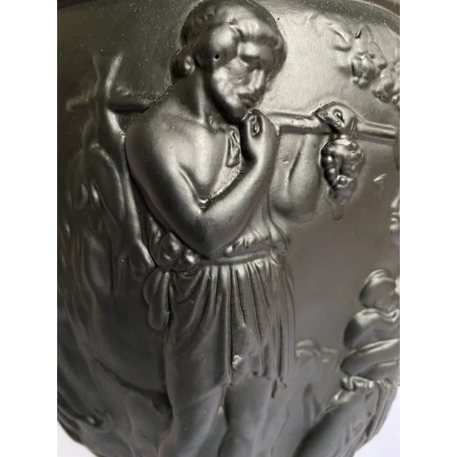 Black Large Mid Century Neoclassical Plaster Figural Urn For Sale - Image 8 of 13