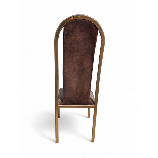 Beige Fabric and Brass Chairs, 1970s, Set of 4 For Sale - Image 8 of 14