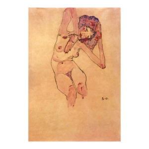 1981 Egon Schiele 3 Erotic Drawings Sitting Nude