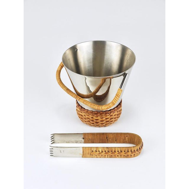 Vintage Nickel-Plated Ice Bucket and Tongs by Carl Auböck, Austria, 1950s, Set of 2 For Sale - Image 14 of 16