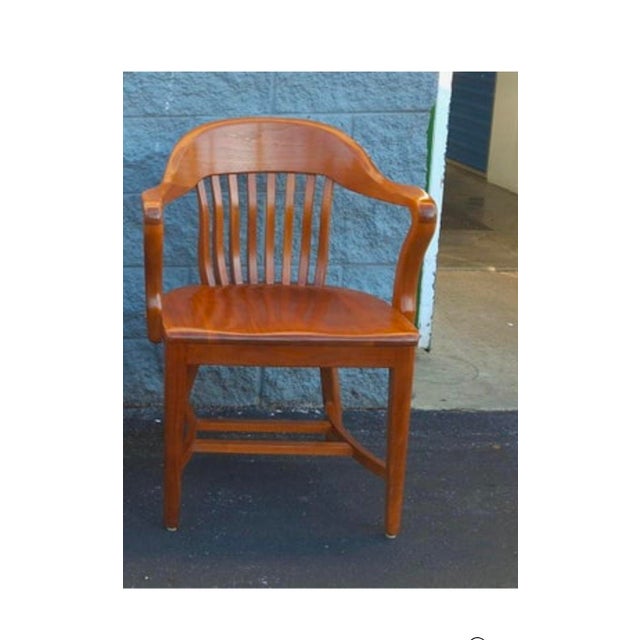 Wood 20th Century Victorian Style Oak Bankers Chair For Sale - Image 7 of 8