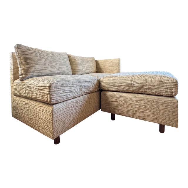 Petite Even Arm Sette With Ottoman For Sale
