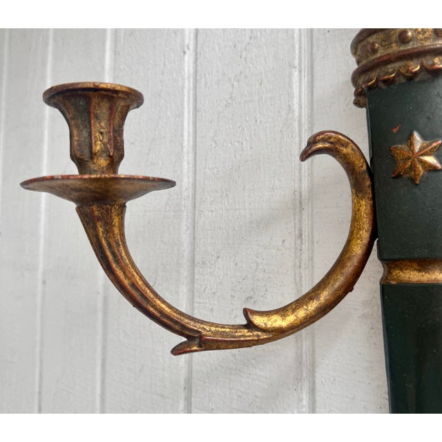 Mid 20th Century Vintage Palladio Federal Style Italian Cast Aluminum Wall Sconce For Sale - Image 5 of 7