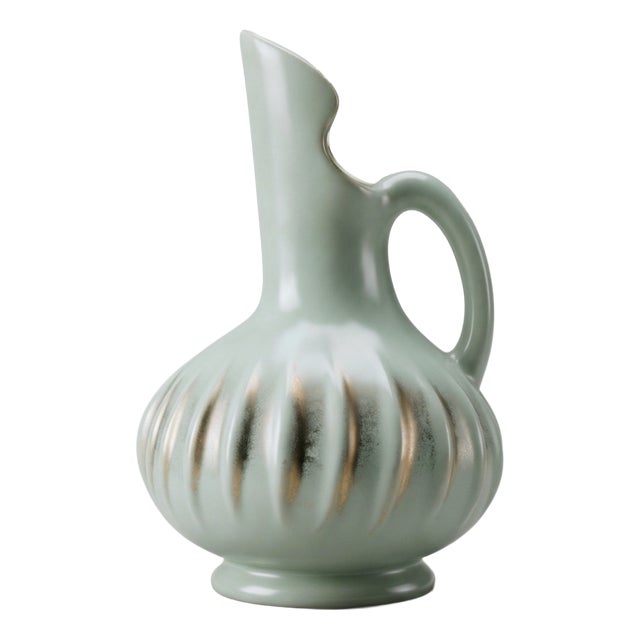 Iridescent Celadon Green Ceramic 9002 Vase by B. Letalle Saint-Clément, 1960s For Sale