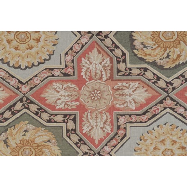 Transitional 1980s Rug & Kilim’s Aubusson Style Flatweave With Medallions and Floral Patterns For Sale - Image 3 of 7