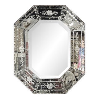 Vintage Venetian Octagonal Shaped Wall Mirror For Sale