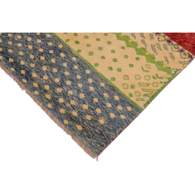 Modern Balochi Red/Blue Wool Rug - 3'0''x4'11'' For Sale - Image 4 of 11