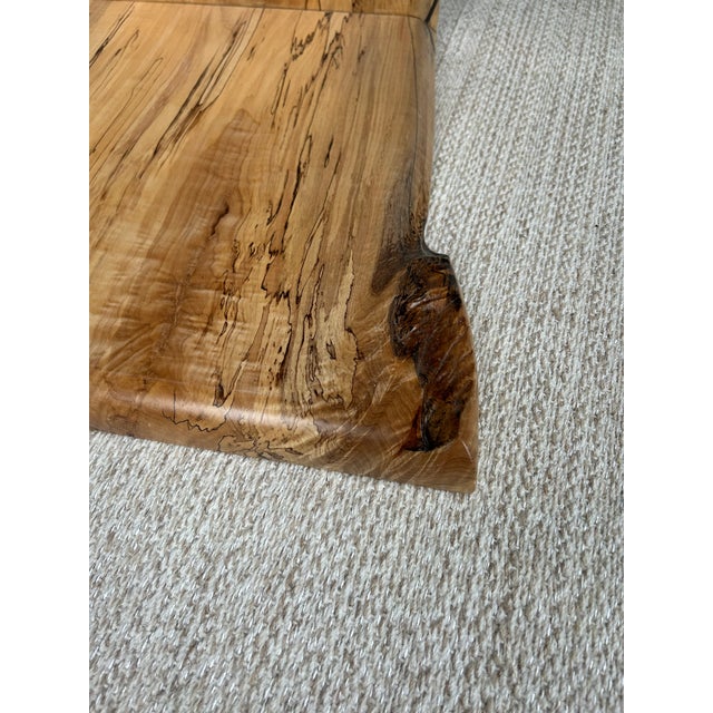 Beige One of a Kind Figured Spaltted Maple Live Edge End Table For Sale - Image 8 of 14