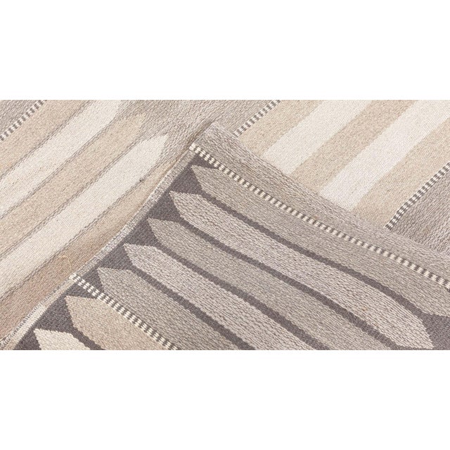 Beige Doris Leslie Blau Swedish Mid-Century Striped Beige Flatweave Rug Double Sided For Sale - Image 8 of 9