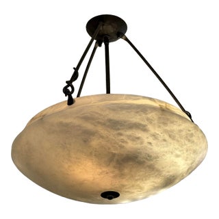 Basic Source Alabaster Semi-Flush Pendant For Sale