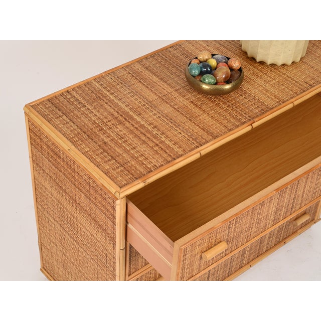 Mid-Century Modern Italian Organic Chest of Drawers in Bamboo and Rattan Wicker, 1970s For Sale - Image 14 of 15