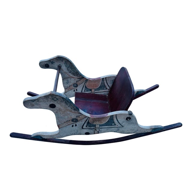 Vintage Hand Crafted Folk Art Rocking Horse For Sale
