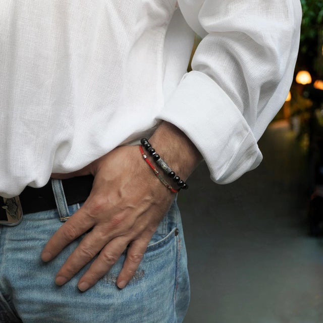 Sterling Silver Spiritual Symbols Red Woven Hope Braided Bracelet For Sale - Image 4 of 6
