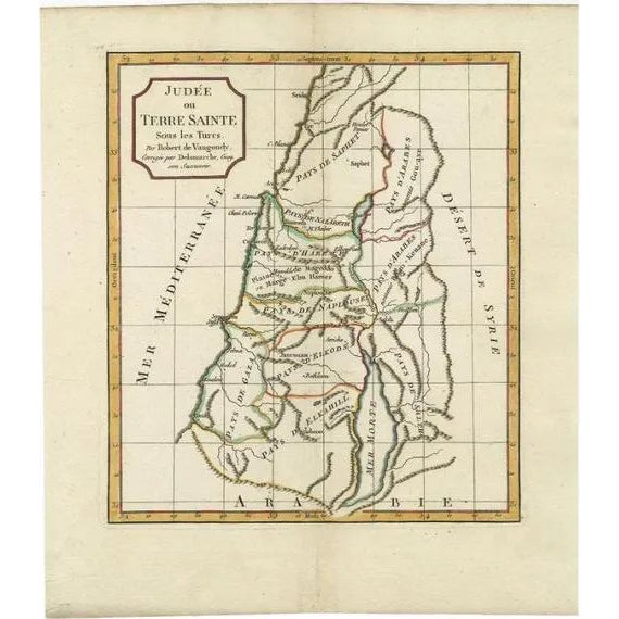 Antique Map of the Holy Land attributed to Delamarche, 1806 For Sale