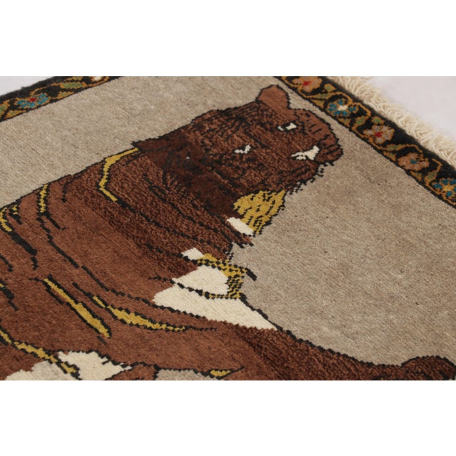 Traditional Vintage Tiger Pictorial Gabbeh Wool Rug by Rug & Kilim, Afghanistan, 1950-1959 For Sale - Image 3 of 9