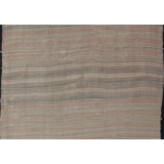 Tan Vintage Turkish Kilim Rug With Soft Pastel Stripes and Earthy Tones 4'11" X7'7" For Sale - Image 8 of 10