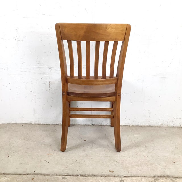 Vintage American Schoolhouse Chair — Wood Slat Back Side Chair For Sale - Image 12 of 12