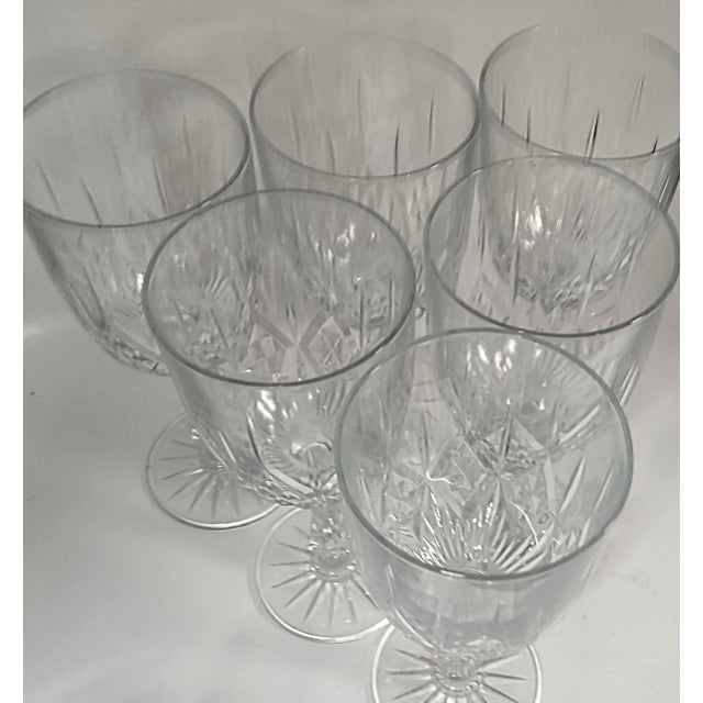 Vintage Art Nouveau Cut Glass Goblets - Set of Six For Sale - Image 6 of 11